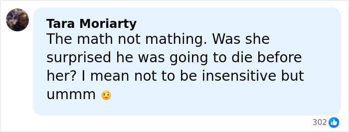Social media comment questioning the reaction of a mother after her husband's death, discussing emotions and surprise. Social media comment questioning the reaction of a mother after her husband's death, discussing emotions and surprise.