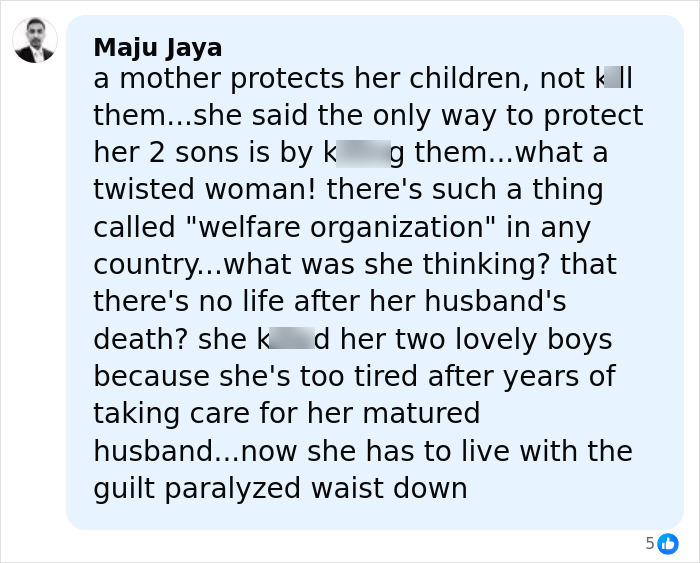 Alt text: Woman reacts emotionally in a social media comment after slaying young sons following husband's recent death. Alt text: Woman reacts emotionally in a social media comment after slaying young sons following husband's recent death.