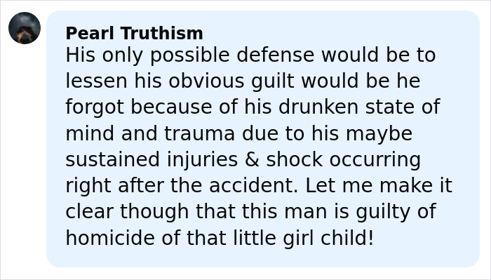 Comment expressing belief that man's drunken state does not excuse guilt in leaving child in burning car after crash. Comment expressing belief that man's drunken state does not excuse guilt in leaving child in burning car after crash.