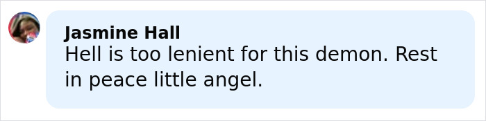 Comment from Jasmine Hall expressing grief over 2YO daughter left in burning car after drunk crash incident. Comment from Jasmine Hall expressing grief over 2YO daughter left in burning car after drunk crash incident.