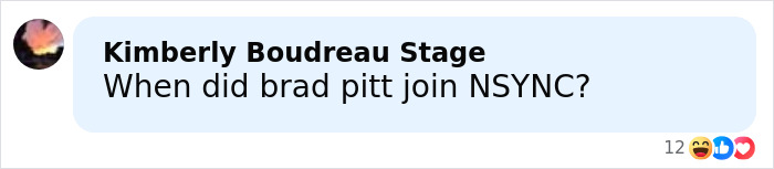 Comment on social media mentioning Brad Pitt, questioning his appearance with humor and surprise.
