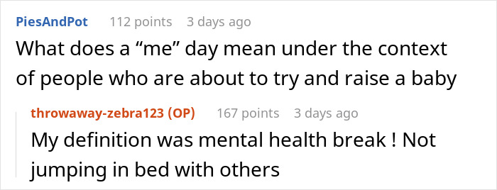 Pregnant girlfriend refusing to move together, discussing mental health break and relationship boundaries in a candid online conversation.