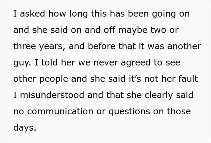 Text excerpt about relationship issues, highlighting confusion and lack of communication with pregnant gf refusing move together.