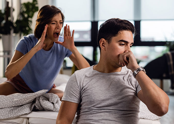 Couple in a tense moment showing psychological tricks people use on themselves and others to influence behavior.