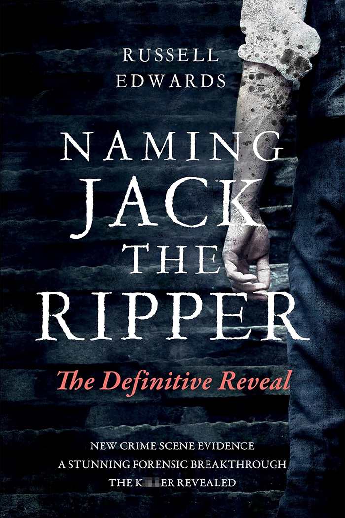 Book cover showing a tattooed arm and text naming Jack the Ripper with a forensic DNA breakthrough theme.