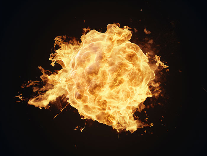 Large fiery explosion with bright orange flames and smoke against a dark background symbolizing scariest things people have woken up to.