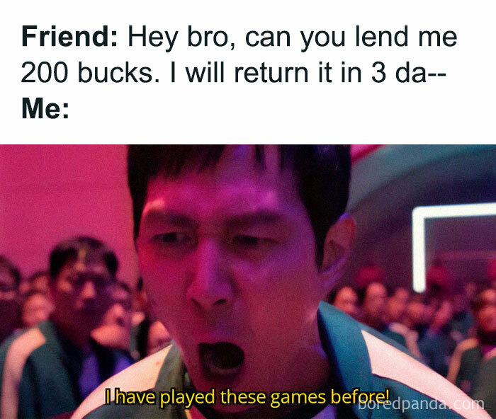 Man in a crowd with intense expression, captioned to show self-deprecating memes feel personally attacked humor.