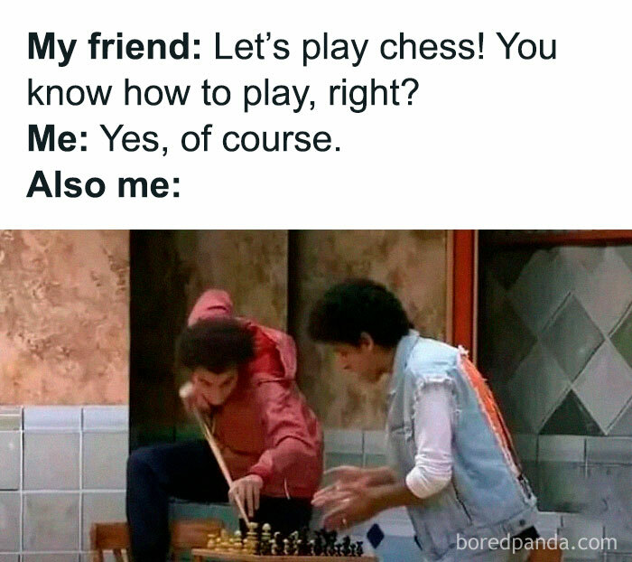 Two people intensely playing chess, illustrating self-deprecating memes feel personally attacked with relatable humor.