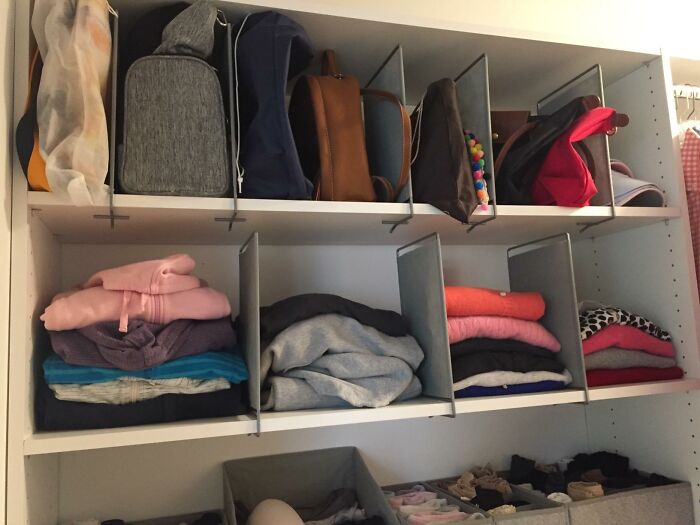  The Leaning Tower Of Sweaters Staging A Rebellion In Your Closet Has Finally Met Its Match With These Shelf Dividers For Closets 