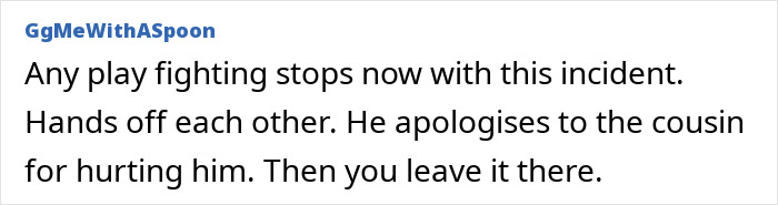 Screenshot of a social media comment about a family visit incident involving a teen&rsquo;s sprain and c*****d ribs.