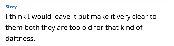 Comment text on a white background discussing leaving a situation clear about age and behavior boundaries.