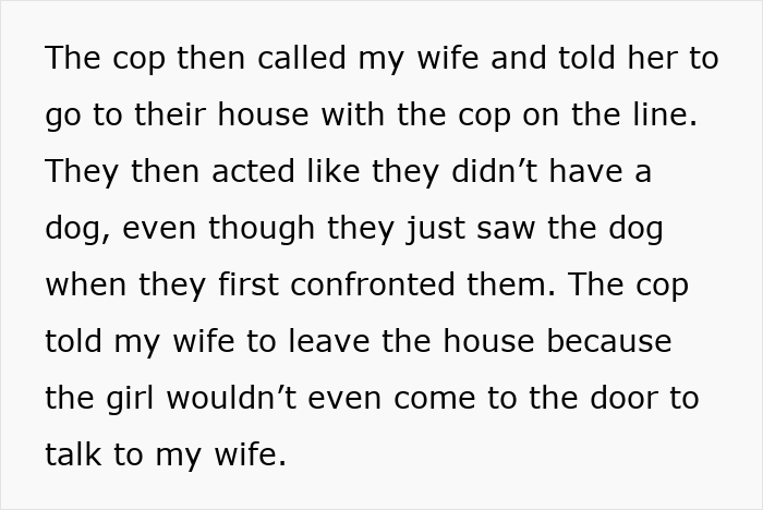 Police call to wife during stolen dog dispute with sister-in-law, who refuses to communicate or acknowledge the dog&rsquo;s presence.