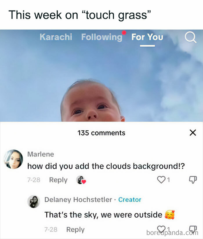 Baby's head with blue cloudy sky causing a there was an attempt fail pic as a cloud background question.