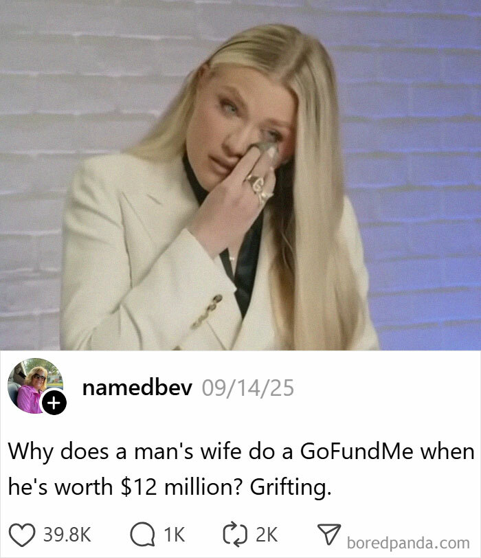 Woman in a white blazer wiping her eye with a tissue during an emotional moment in there was an attempt fail pics.