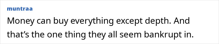 Text post displaying a quote about money and depth, related to Joyce Carol Oates&rsquo; brutal takedown of Elon Musk uncultured comment.