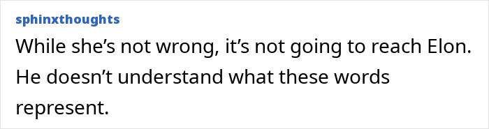 Screenshot of a social media comment discussing Joyce Carol Oates&rsquo; takedown of Elon Musk and the uncultured remark clarification.