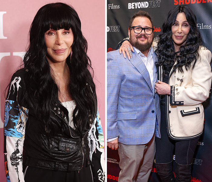 Cher with long black hair at events, featured in coverage of trans celebrity kids whose parents speak out publicly