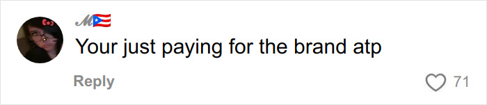 User comment criticizing Dior advent calendar price, stating buyers are only paying for the brand atp with 71 likes.