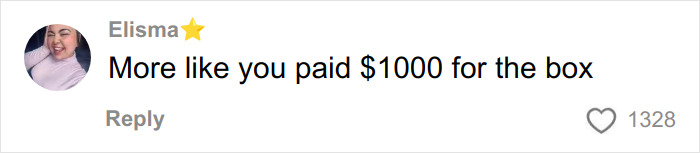 Social media comment criticizing Dior advent calendar costing $1,000, expressing disappointment with the purchase value.