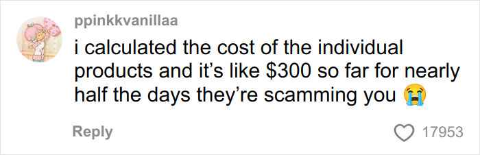 User comment text discussing Dior advent calendar cost, estimating product value at $300 versus $1,000 price, expressing disappointment.