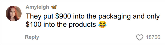 User comment on Dior advent calendar pricing, highlighting $900 packaging cost and $100 product value with laughing emoji.