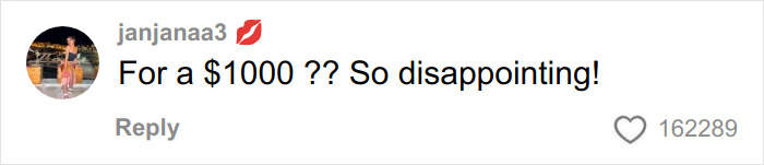 Screenshot of social media comment expressing disappointment about Dior advent calendar priced at $1,000.