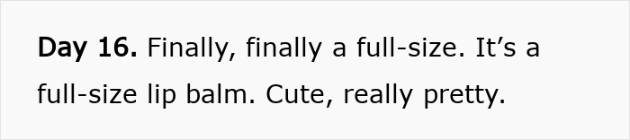 Text snippet showing a comment about a full-size lip balm included in the Dior advent calendar.