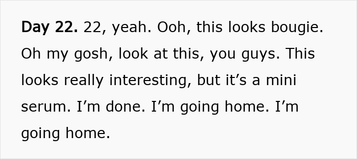 Text excerpt discussing a mini serum on day 22 from a Dior advent calendar priced at $1,000.