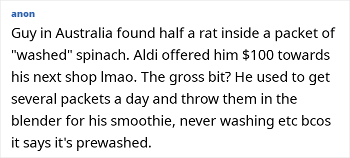 Customer warning about washing fruits and vegetables after buying from the store due to possible contamination risks.