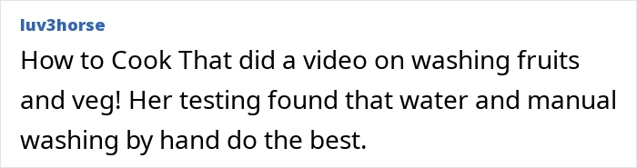 Person washing store-bought fruits and vegetables by hand using water for effective cleaning and safety tips.