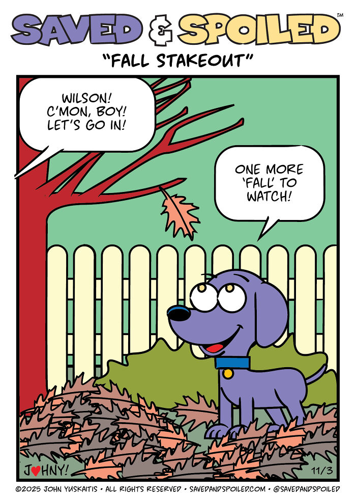 Here Are My 20 Latest &lsquo;Saved & Spoiled&rsquo; Comics Celebrating Pets, Fall Days, And Thanksgiving Chaos