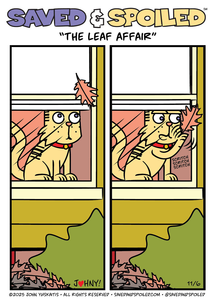 Here Are My 20 Latest &lsquo;Saved & Spoiled&rsquo; Comics Celebrating Pets, Fall Days, And Thanksgiving Chaos