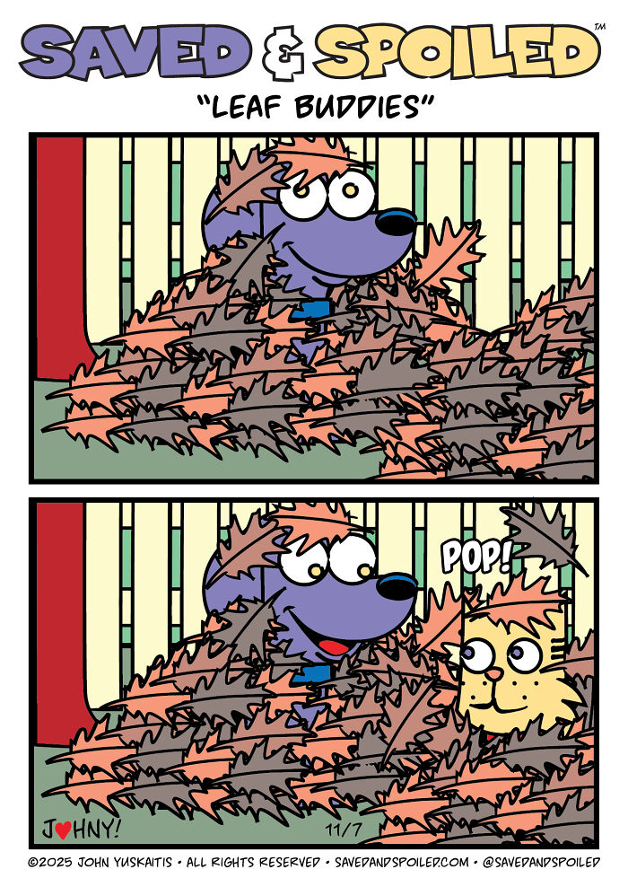 Here Are My 20 Latest &lsquo;Saved & Spoiled&rsquo; Comics Celebrating Pets, Fall Days, And Thanksgiving Chaos