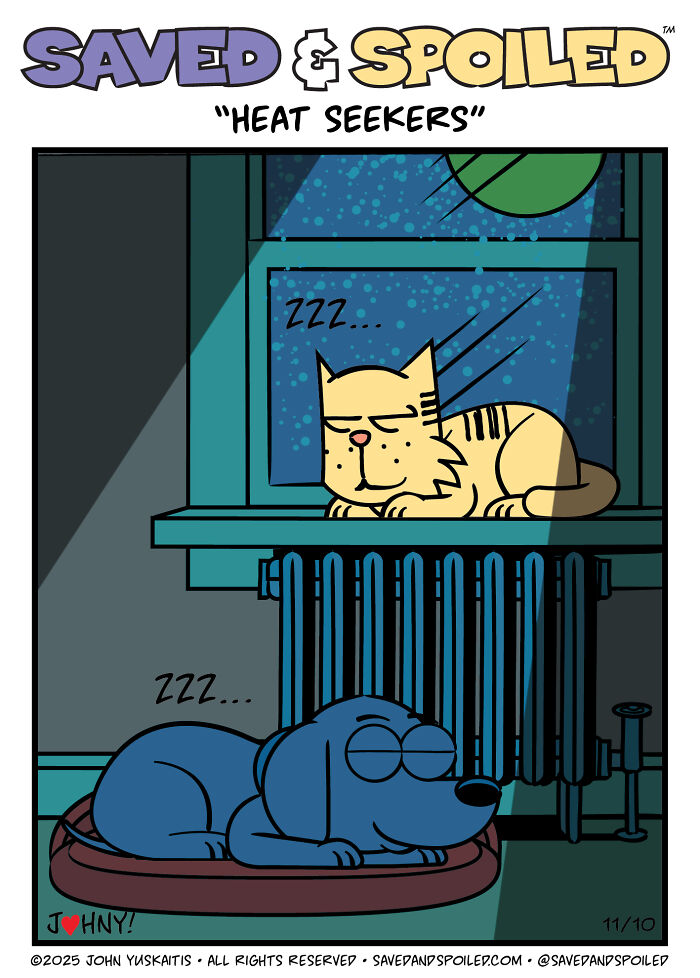 Here Are My 20 Latest &lsquo;Saved & Spoiled&rsquo; Comics Celebrating Pets, Fall Days, And Thanksgiving Chaos