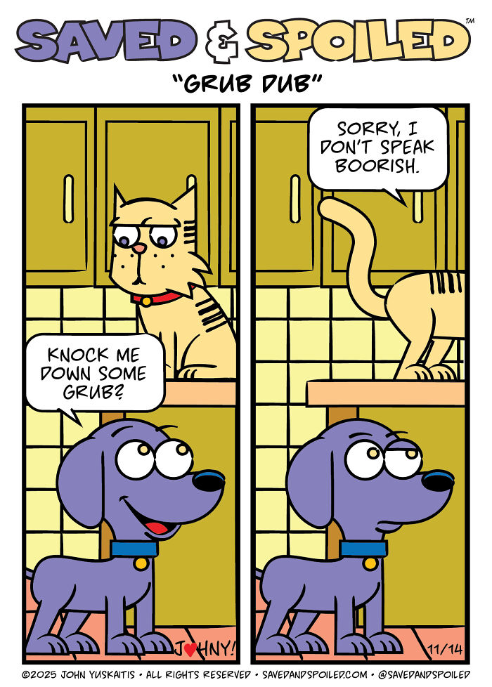 Here Are My 20 Latest &lsquo;Saved & Spoiled&rsquo; Comics Celebrating Pets, Fall Days, And Thanksgiving Chaos