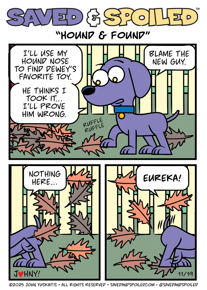 Here Are My 20 Latest &lsquo;Saved & Spoiled&rsquo; Comics Celebrating Pets, Fall Days, And Thanksgiving Chaos