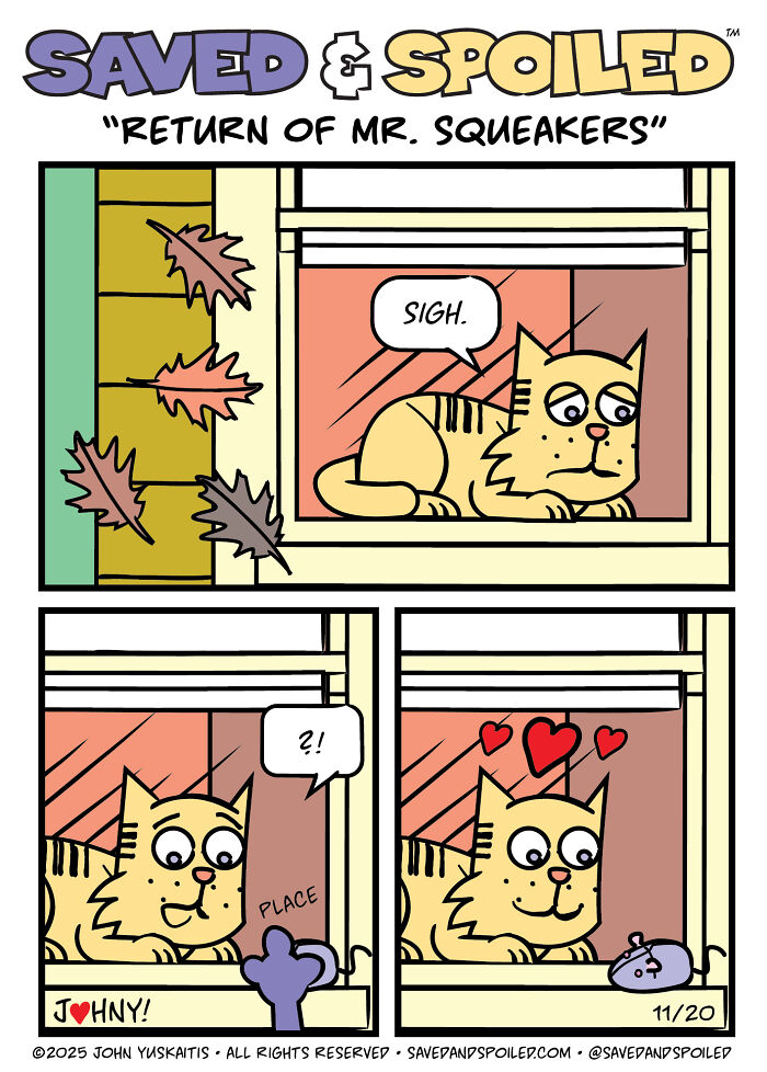 Here Are My 20 Latest &lsquo;Saved & Spoiled&rsquo; Comics Celebrating Pets, Fall Days, And Thanksgiving Chaos