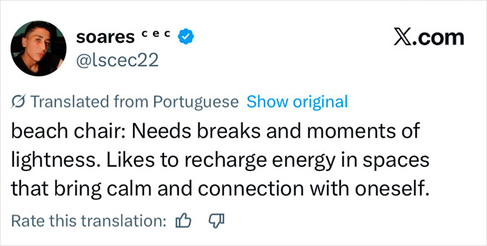 Tweet about the hidden test therapists use to judge patients, mentioning energy recharge and calm connection with oneself.