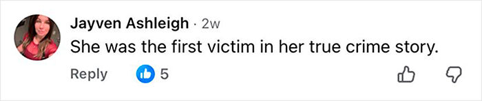 Comment by Jayven Ashleigh stating she was the first victim in the true crime story related to the serial criminal. Comment by Jayven Ashleigh stating she was the first victim in the true crime story related to the serial criminal.