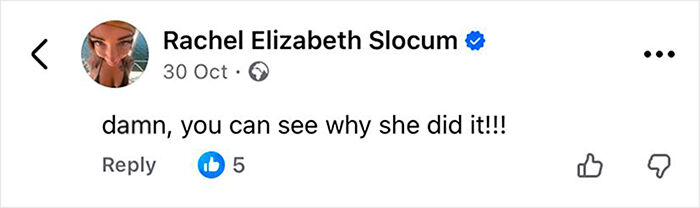 Facebook comment by Rachel Elizabeth Slocum expressing understanding of motivation behind an event in a social media post. Facebook comment by Rachel Elizabeth Slocum expressing understanding of motivation behind an event in a social media post.