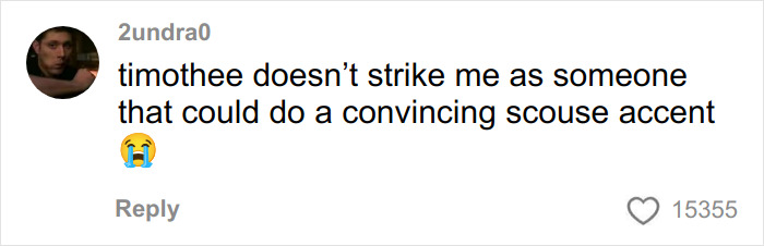 Screenshot of a social media comment discussing Timoth&eacute;e Chalamet with fans debating if he is masked rapper EsDeeKid.