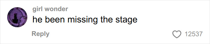 Comment saying he been missing the stage, related to fans convinced Timoth&eacute;e Chalamet is masked rapper EsDeeKid theory