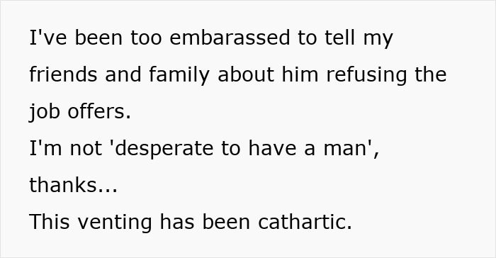 Woman realizes she doesn&rsquo;t need a jobless partner who costs more than he brings in, takes control of her life.