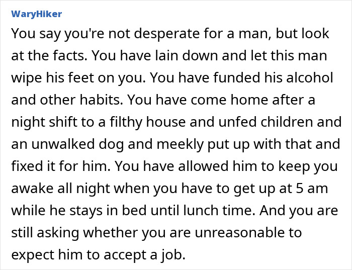 Alt text:
Screenshot of a social media post about a woman realizing she doesn&rsquo;t need a jobless partner who costs more than he brings in.