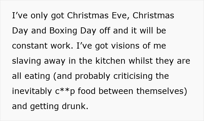 Woman with weary expression avoids cooking foreign traditional Christmas spread, feeling overwhelmed by holiday kitchen demands.