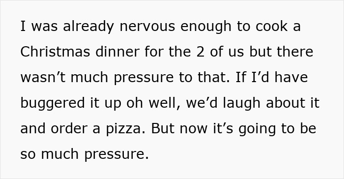 Woman feeling anxious about cooking foreign traditional Christmas spread, facing pressure to prepare a special holiday meal.