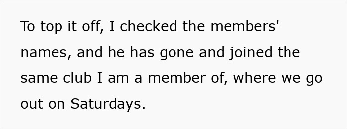 Text about a woman giving company to a lonely widower who starts appearing everywhere she goes.