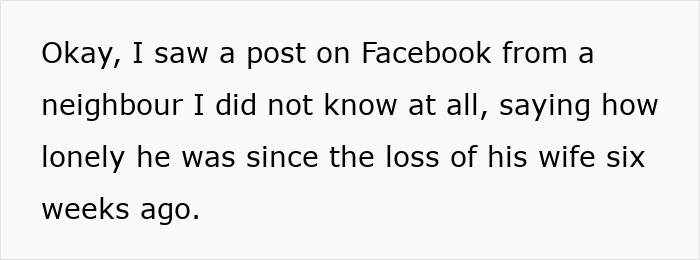 Text excerpt about a woman giving lonely widower company as he fixates and appears wherever she goes.