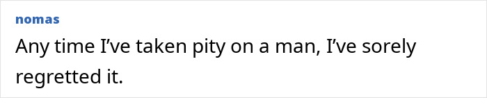 Text post showing a user expressing regret after giving company to a lonely widower who later fixated on her.