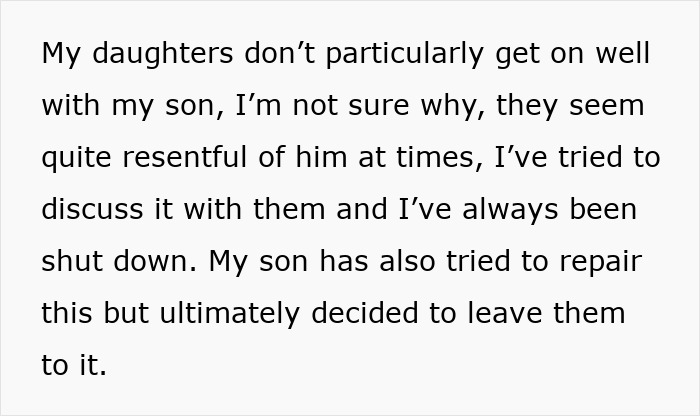 Text excerpt about family conflict, expressing frustration and regret in managing relationships among children. Text excerpt about family conflict, expressing frustration and regret in managing relationships among children.